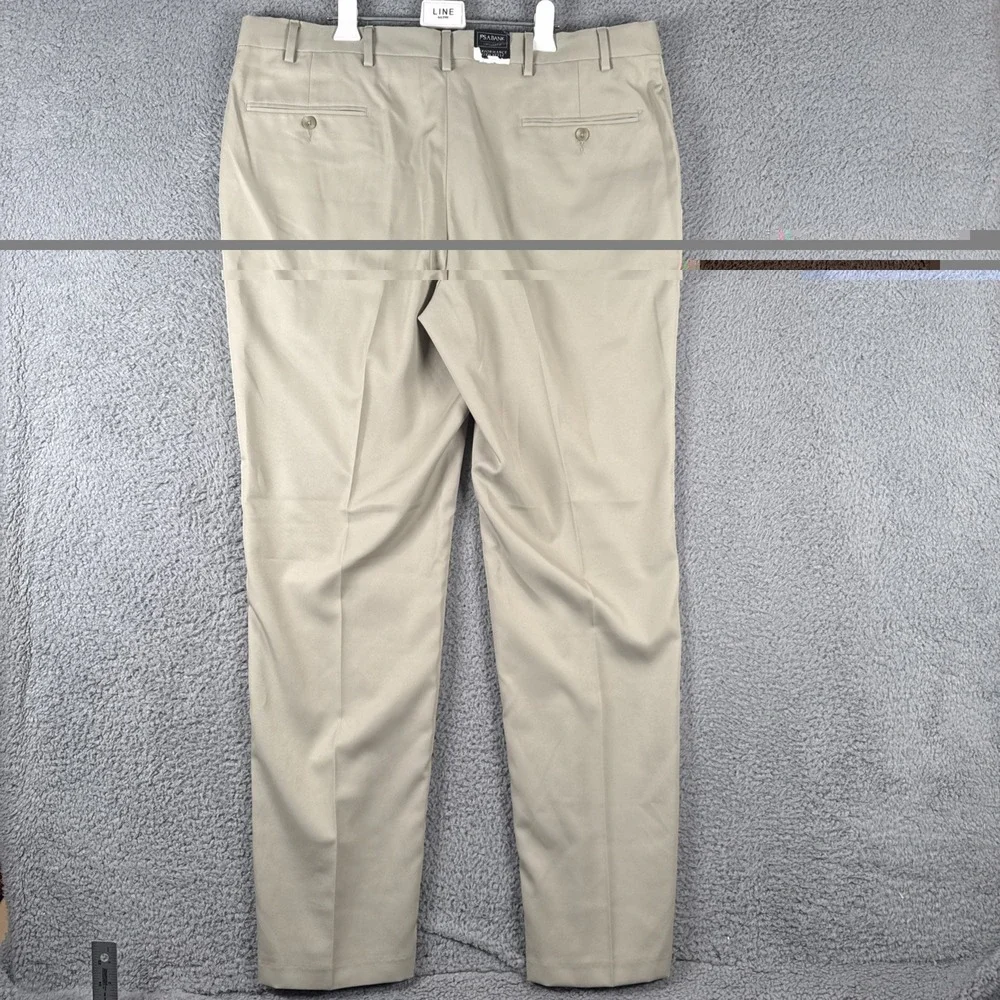 Jos A Bank Traveler Pants‎ Mens 38x34 Khaki Flat Front Chinos NWT